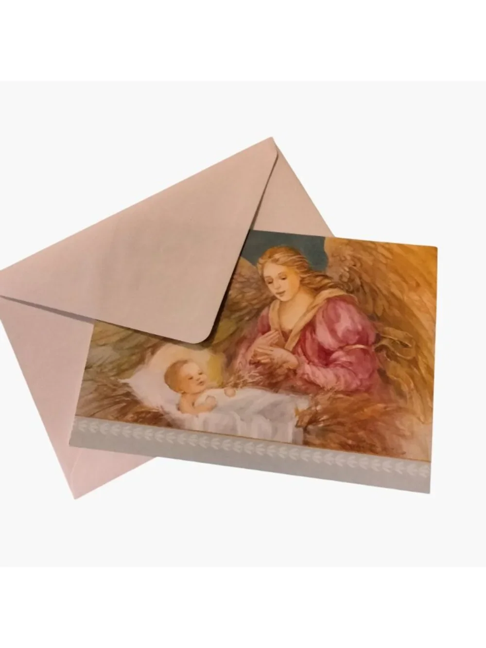 Angel Baby Joy Christmas Card Envelope Mary LaPiccolo Manger Baby Jesus
